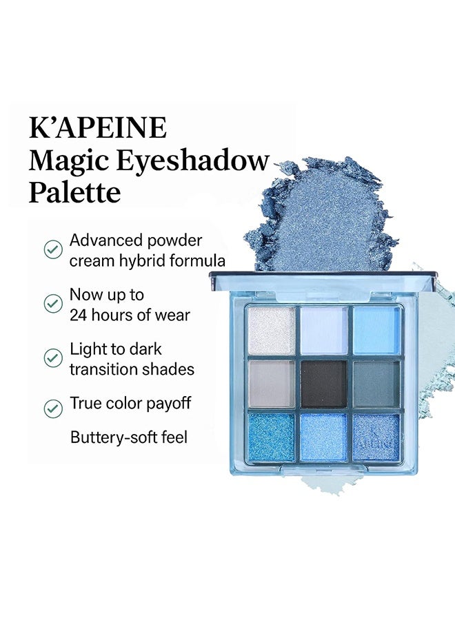 KAPEINE Nine Color Eye Shadow, Blue Eyeshadow Palette, Matte Shimmer Eyeshadow with Grey Black Highly Pigment Makeup Palette Waterproof Eye Shades for Rave Party, Stage Performance, Music Festival and Costume - Image 4